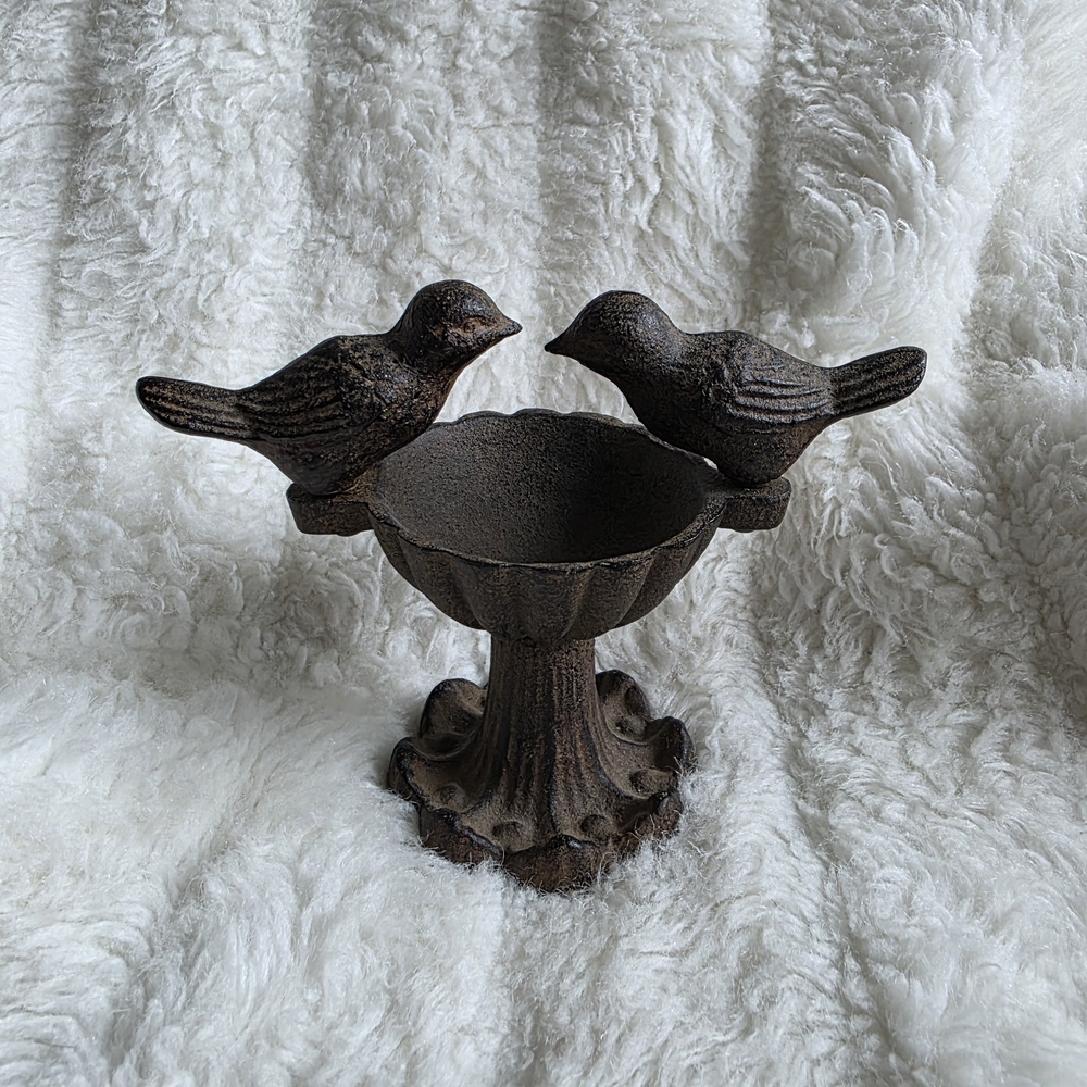 Cast Iron Rustic Brown Bird Sculpture